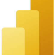 Logo van Power BI, bestaande uit drie gele balken in een staafdiagramvorm.